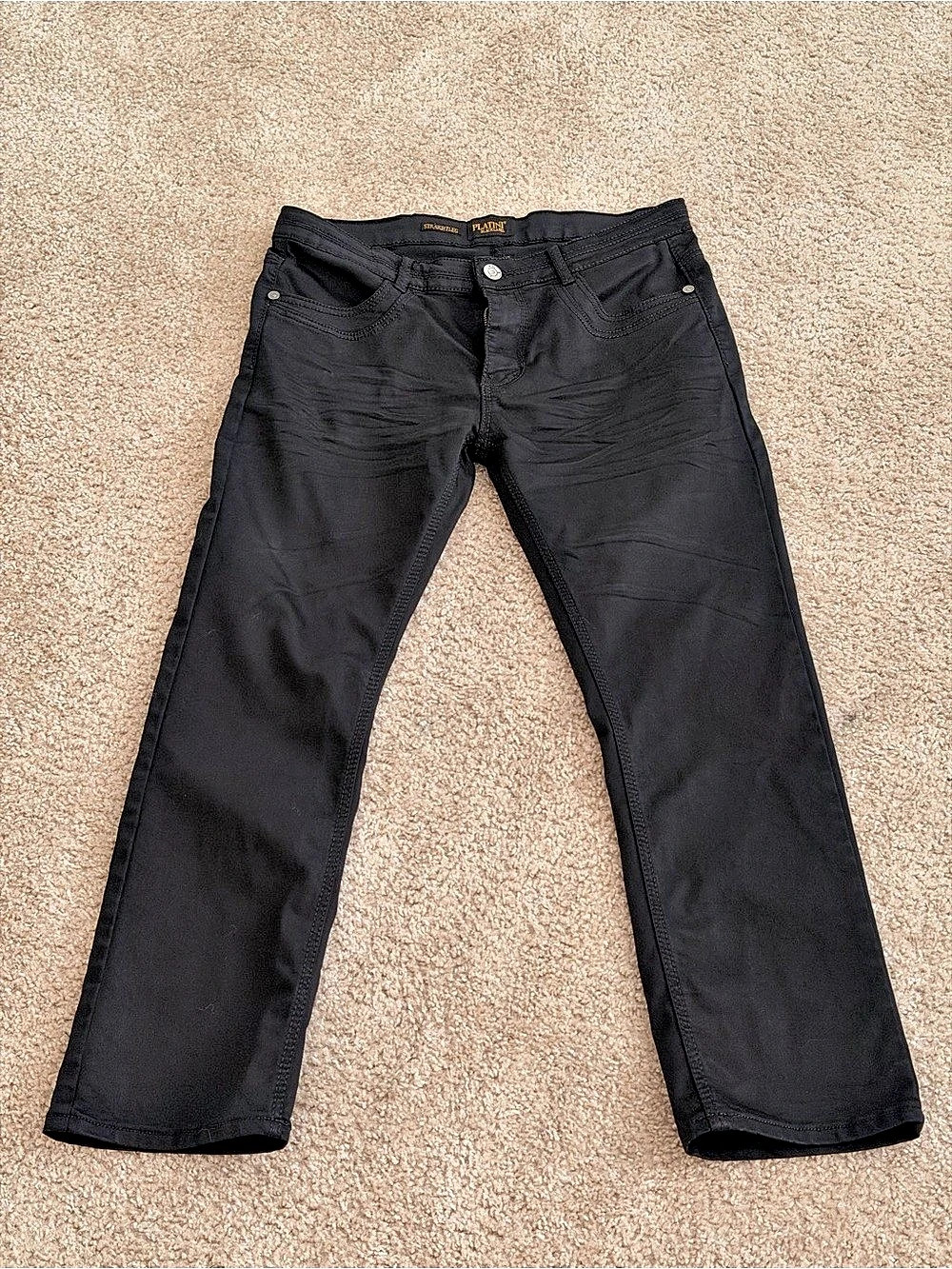 Platini Black Labe Straight Leg Jeans in Black Waist 36 Like New